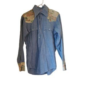 Levis M Blue Western Shirt Rodeo Rockabilly Vintage Cowboy Western